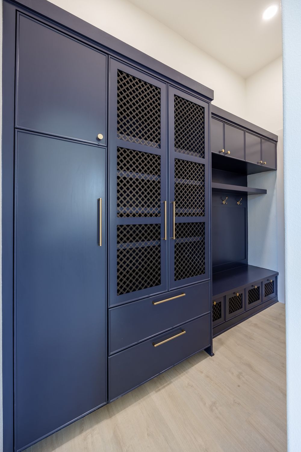The mudroom of a house built by JSF Homes.