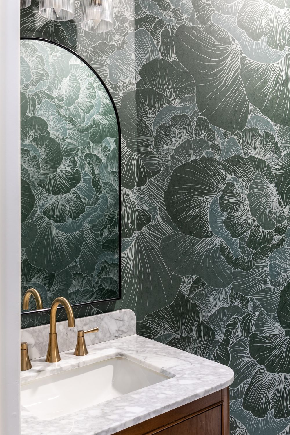 The powder room of a house built by JSF Homes.